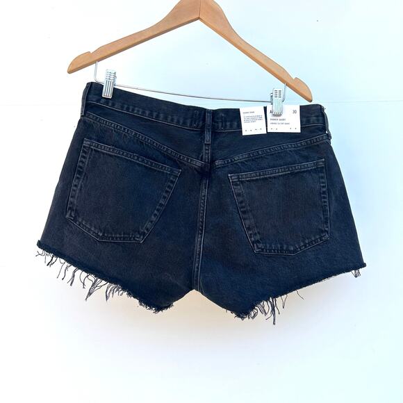 New Agolde Parker Vintage Cut Off Jean Shorts Button Fly Black Curse 30 - Picture 3 of 9